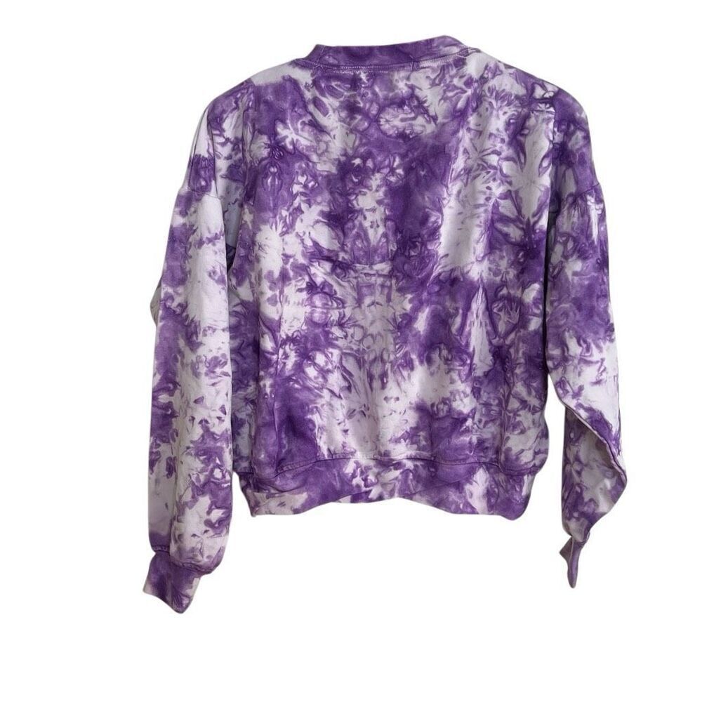 Merch by Sia NWT Tie Dye Crew Neck Crop Pullover Sweatshirt Purple Size Medium‎ - Picture 9 of 9